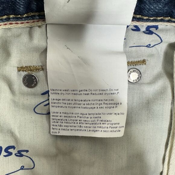 HUGO BOSS Selvedge-2 Men's Distressed Button Fly Straight Fit Denim Jeans 36X30 - Picture 11 of 16